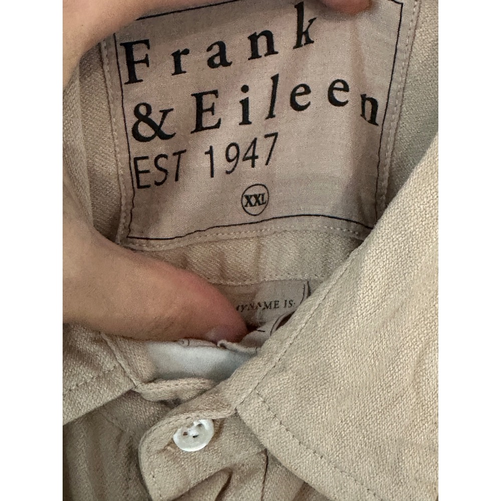 Frank & Eileen Luke Tan Cotton Button Down Shirt Mens XXL Made w/ Italy Fabric - Picture 4 of 11
